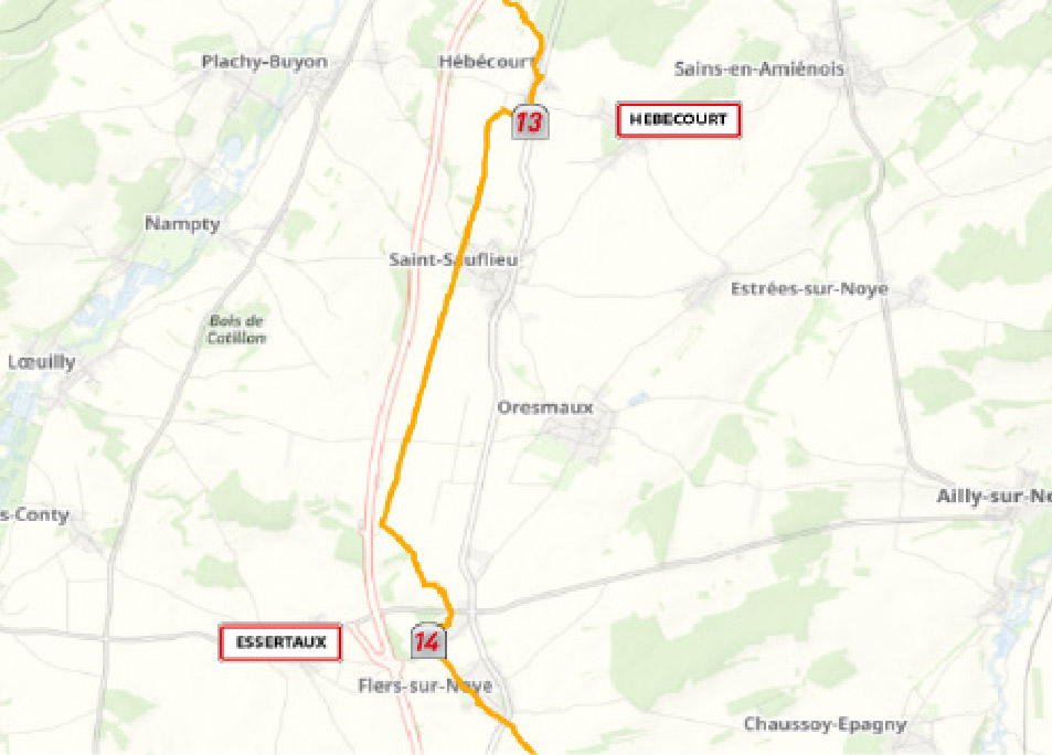 La Route du Poisson, itinéraire de Hébécourt à Essertaux