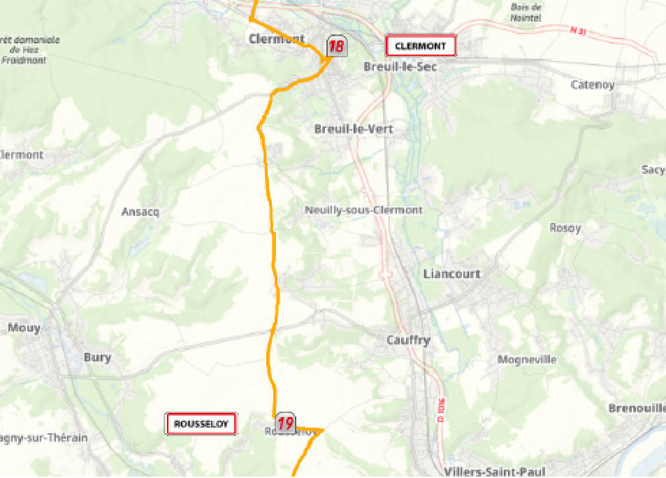 La Route du Poisson, itinéraire de Clermont à Rousseloy